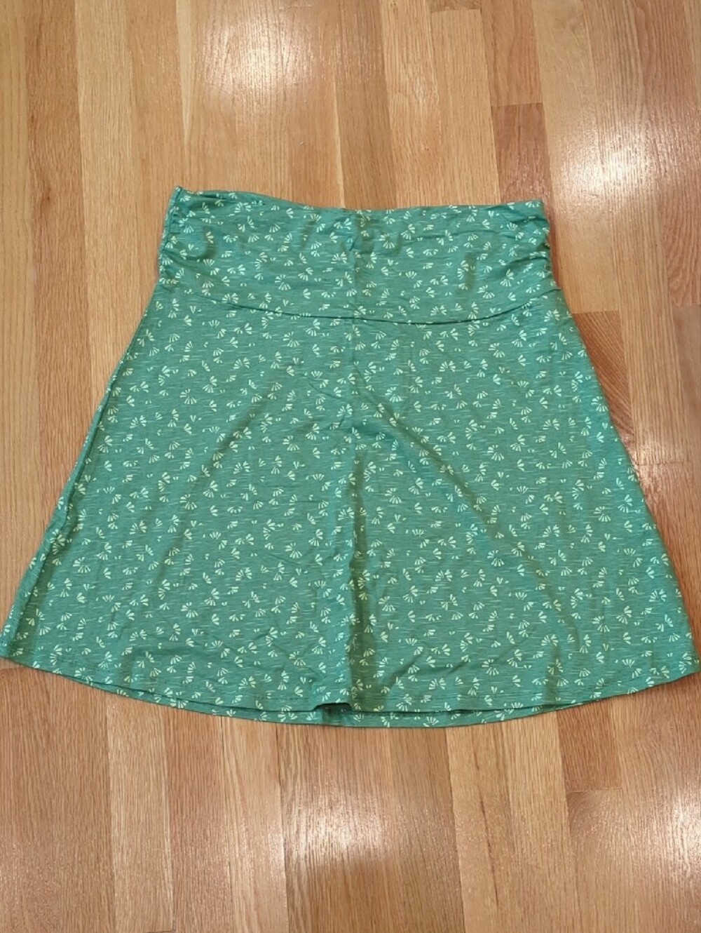 Granola Boho Girly Organic Cotton Toad&Co Green A-Line Mini Skirt Large NWT